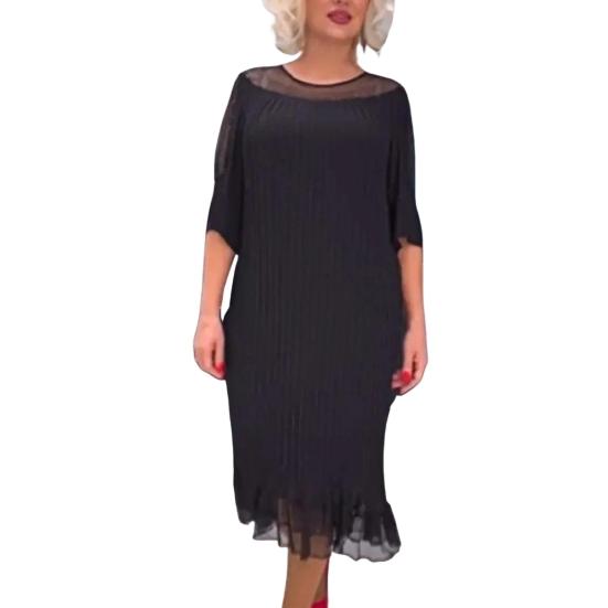 Женское платье с коротким рукавом, круглым вырезом, двухслойной сеткой, лоскутным узором, оборками, большим размером, однотонное, свободное, длиной до середины икры, в полоску, мягкое, женское, весна-лето, миди