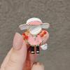 Pink Hat Girl Cartoon Cute Anti-glare Brooch, High-end, Light Luxury, Individual and Niche Brooch