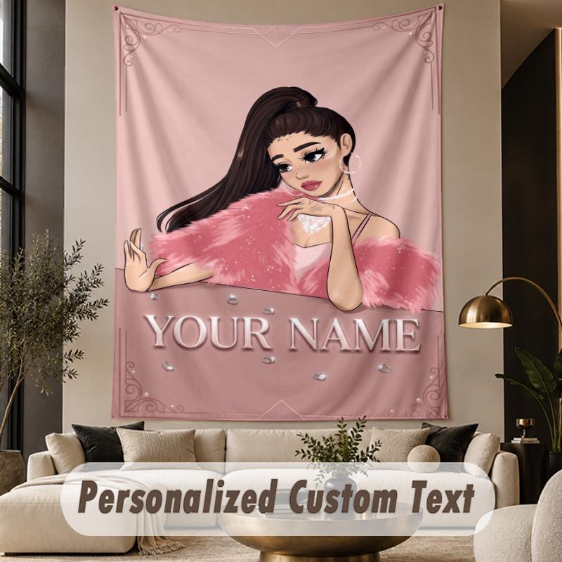 Custom Text Printed Tapestry Ariana Grande Pattern Large Wall Hanging Indoor Room Decor