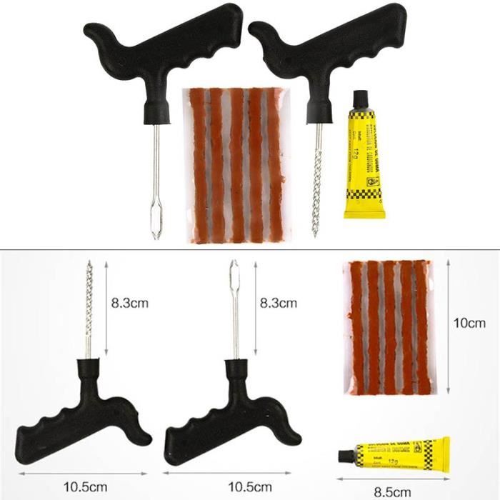Kit de réparation de pneu - Auto - Noir - Inclus: Drill, Tête de fourche, Bandes d'acier, Colle