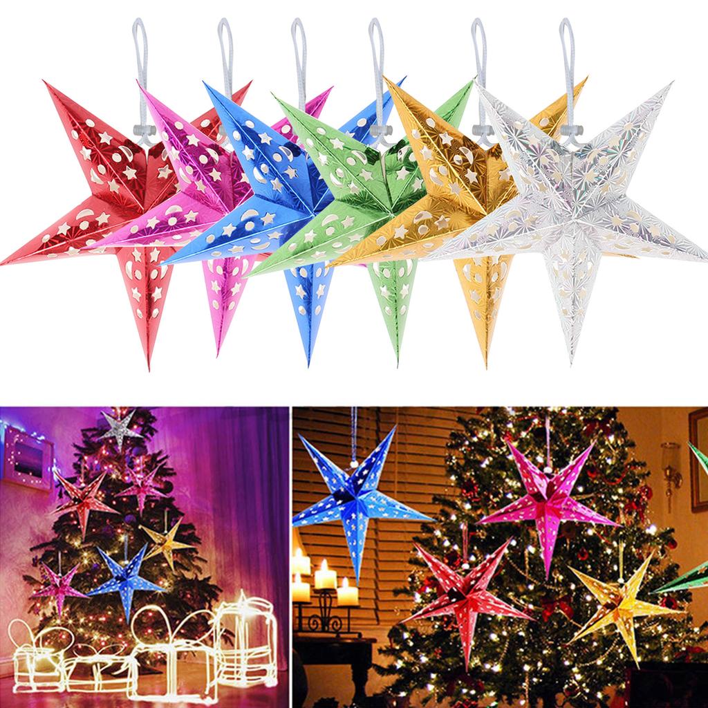 18 Inch Christmas Decoration Xmas Paper Star Holiday Star Hanging Ceiling Stars Pendant 3D Christmas Tree Lampshade 3D Paper Star Hanging Decoration