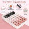 Large Button Mechanical Calculator Office Calculator 12 Digits Solar Cell Power Supply Large LCD Display Screen Cute Pink Calculator Suitable f