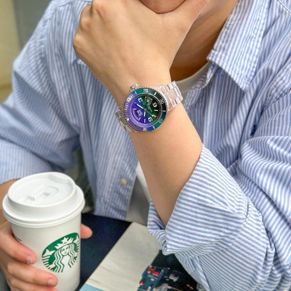 Авторизованный дистрибьютор [Ice watch] Мужские часы Ice watch 021433 Ice clear sunset [ICE clear sunset] Фиолетовый Зеленый Средний День Дата