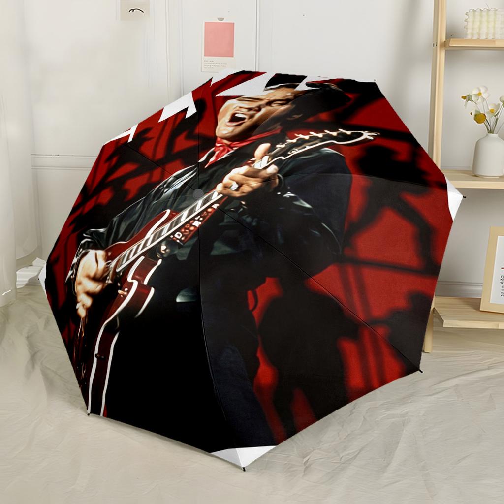 Elvis Presley Performance Outdoor Automatic Umbrella with 8-Rib Foldable Design Travel Essential Fashion Lovers Gift for Festivals