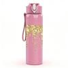 1PC Gold Glitter Drip Texture 750ml Color Plastic Sports Water Bottle Leakproof Flip Straw Lid Suitable for Sports Office Home Use