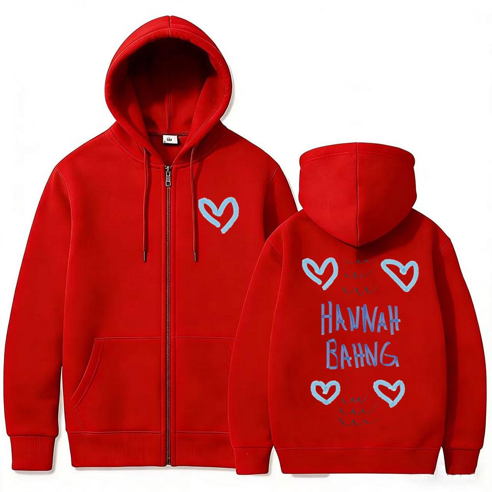 Смешная толстовка с молнией Hannah Bahng Blue Merch Мужская Женская Флисовая Хлопковая Куртка на Молнии Унисекс Модная Оверсайз Zip