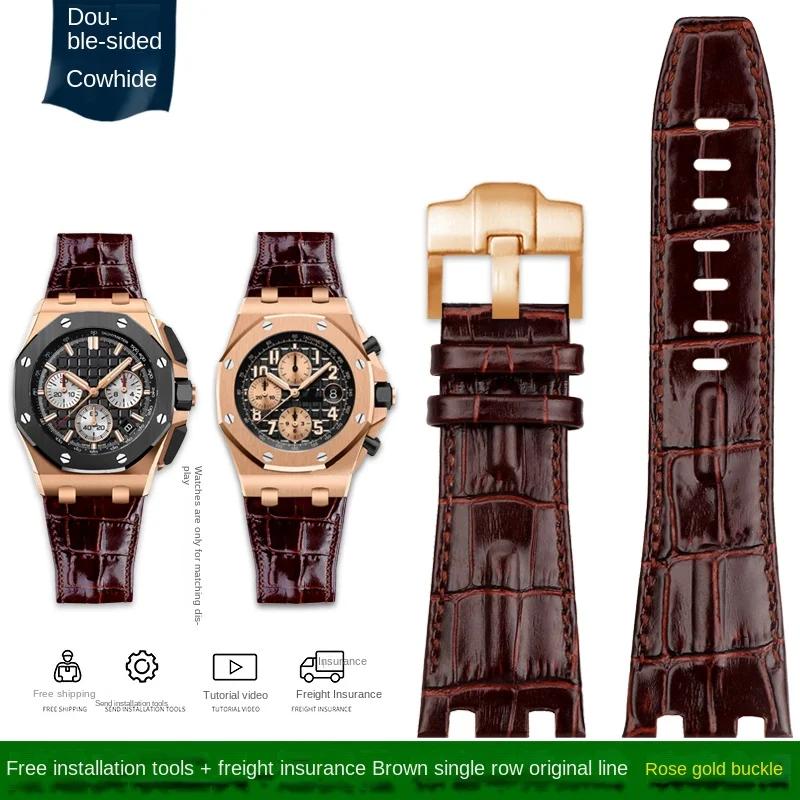 28mm Wristband For Audemars and Piguet Royal Oak Offshore Watch Strap AP 26470 26470 15703 15710 Men Cowhide Leather Watchband