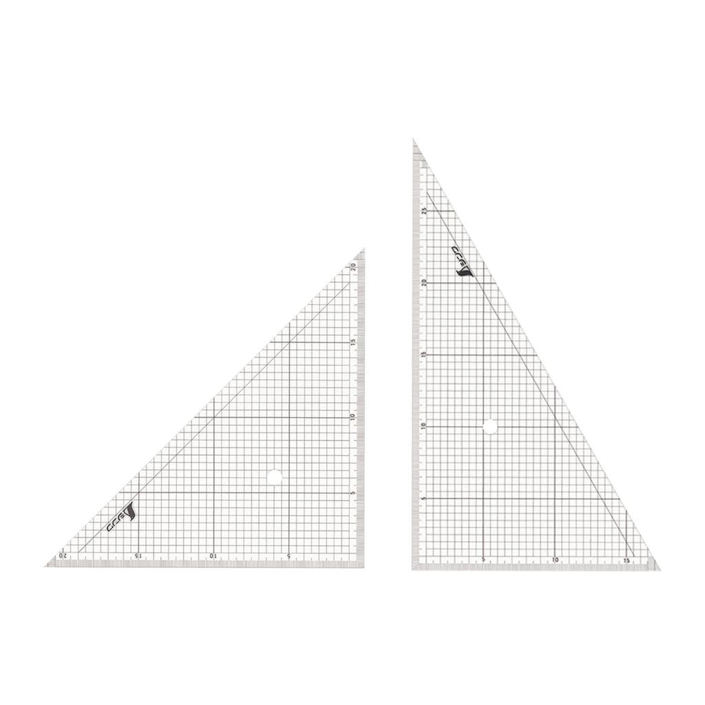 Shinwa Sokutei Triangle Ruler Acrylic with Square Graduation Set of 2 30cm 77062