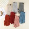 Autumn and Winter Wool Gloves Checkered Plaid Thickened Velvet Jacquard Large Size Cold Proof Bicycle Warm Touch Screen Gloves