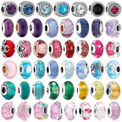 Разноцветные бусины из муранского стекла, стеклянный шарм с волнистым узором, шармы из волнистых стеклянных бусин, подходят для браслетов известных брендов, женские медные украшения, подарок