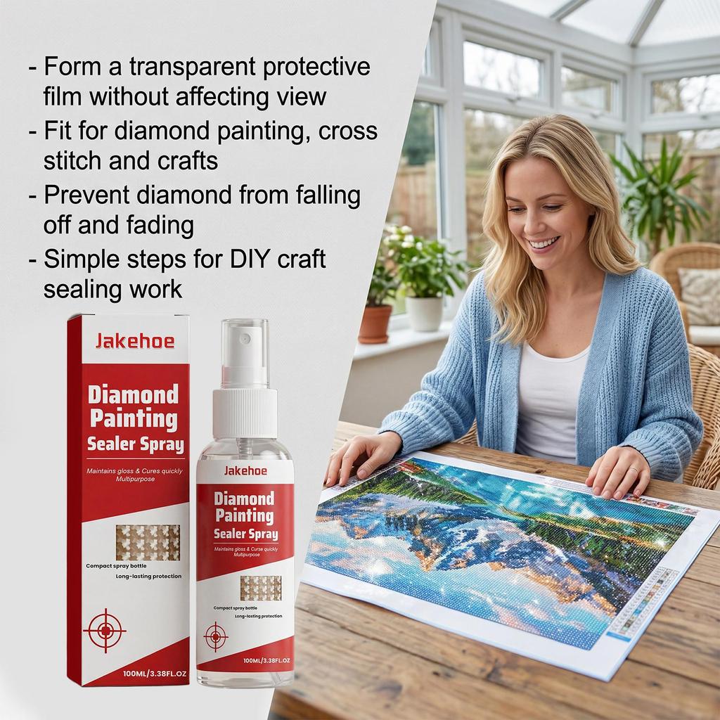 Jakehoe diamond painting Sealing Spray Diamond painting Dustproof Protection Translucent Retention Diamond Surface Shining Manual Care Spray 100ml