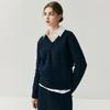Korean Style V-neck Cable Knit Cashmere Sweater - Retro Autumn/Winter Women's Pullover in Solid Color.