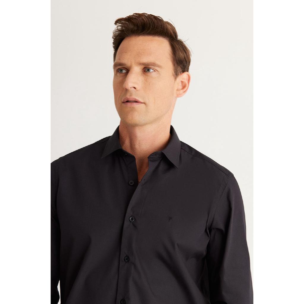 Men's White Easy-iron Slim Fit Slim Fit Classic Collar Cotton Shirt