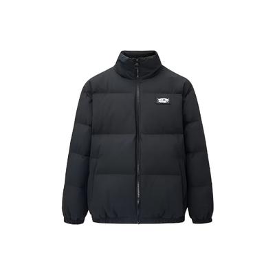 Однотонный логотип на молнии с воротником-стойкой, пуховик с длинным рукавом, женская верхняя одежда, черный цвет 962248940-3