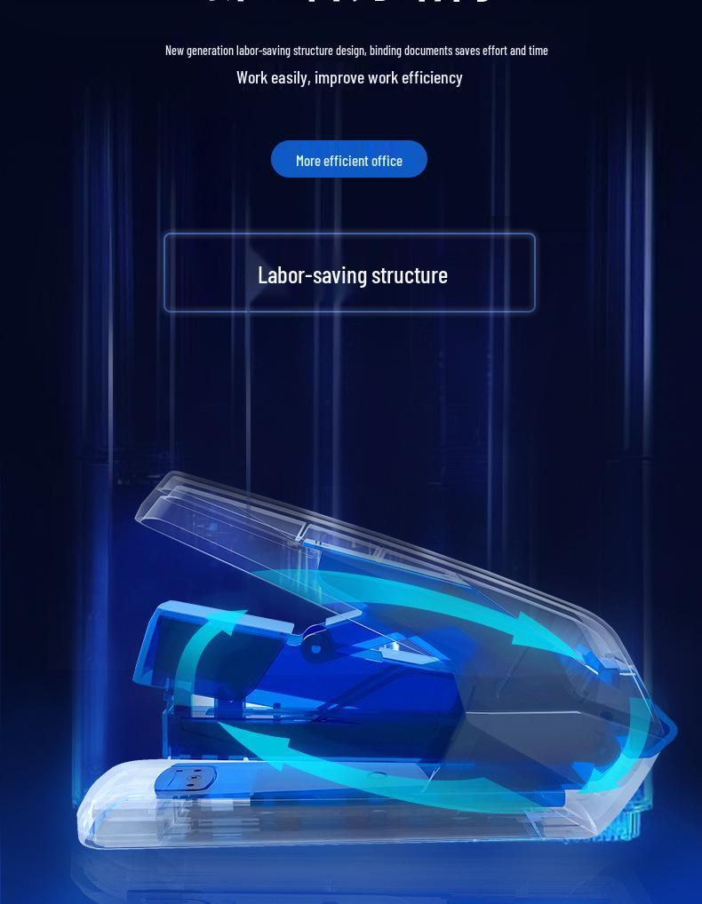 Deli Stationery Student & Office Labor-Saving Stapler, Large & Medium Sizes, Thickened Design