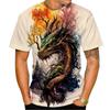 Summer New Men's Top 3D Printed Pattern Dragon Fashion Trend Short Sleeved Casual Comfortable Round Neck Plus Size T-shirt