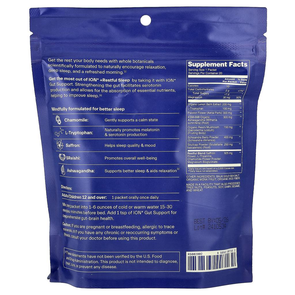 Restful Sleep, Chamomile, 20 Packets, 3.1G (0.10Oz) Each