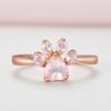 Adjustable Cat Paw Print Ring Cartoon Animal Paw Rings Cute Gold Diamond Jewelry Fashion Accessories