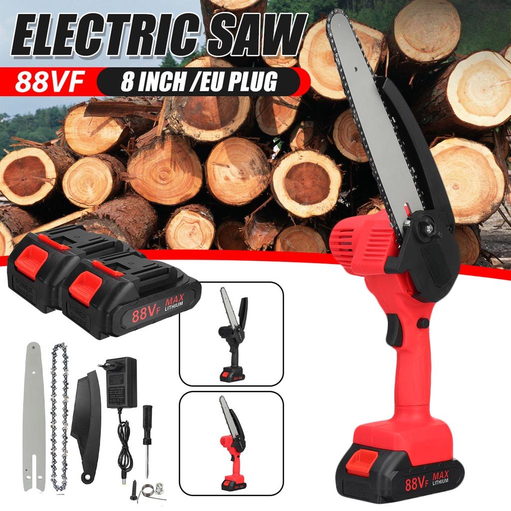 88 В 8-дюймовая электрическая цепная пила Мини беспроводная цепная пила Аккумуляторный резак для дерева Обрезка Садовый электроинструмент