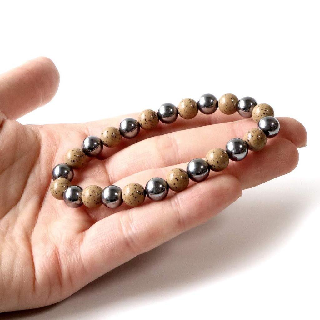 [GOLD STONE] Terahertz Ore Beitou Stone Orange Bracelet 8mm Far Infrared Power Stone Inner Circumference Approximately 18cm