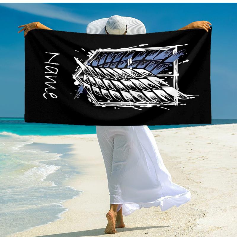 Personalized customized proof beach towel with Attack on Titan  pattern - soft, absorbent, quick-drying, perfect swimming, camping&bathing