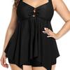 2025 Plus Size Tankini: European & American Style, Tummy-Covering Two-Piece Swimsuit, Hollowed-Out Design