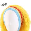 Unique Style Wig Cap Hat High Elasticity Knitted Wool Hand-Crocheted Funny Dreadlocks Elastic Design Woolen for Party Halloween Daily Wear