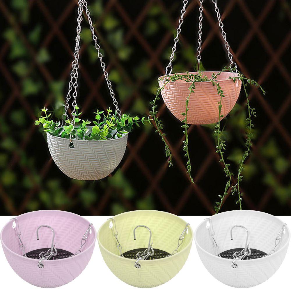 Bracketplant Succulent Plant Balcony Flower Pots Chains Flowerpot Hanging Basket Rattan Pattern