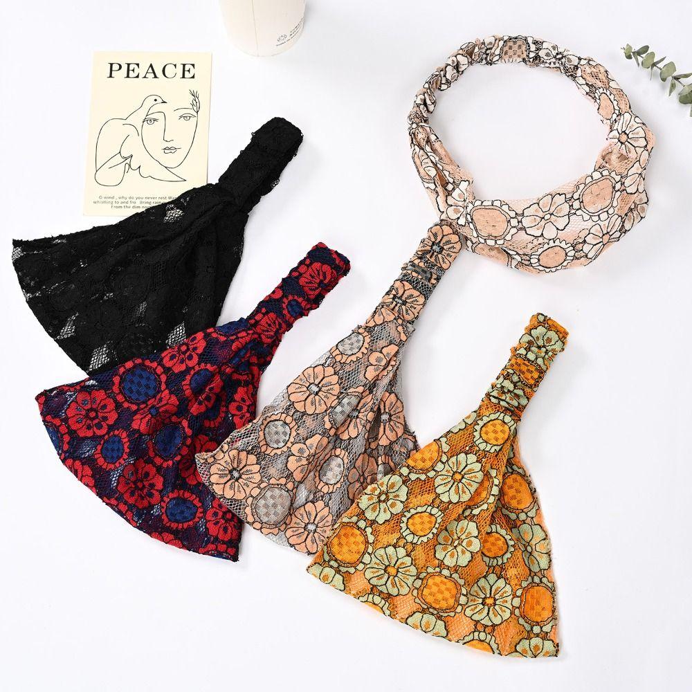 Hair Hoop Mesh Flower Headband Non Slip Wide Side Head Wrap Fashion Lace Hairbands Party