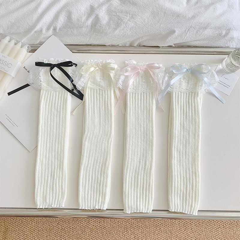 Гетры женские Лолита кружевные носки с рюшами чулки милый бант вязаный чехол для ног гольфы JK милые девушки каваи гетры