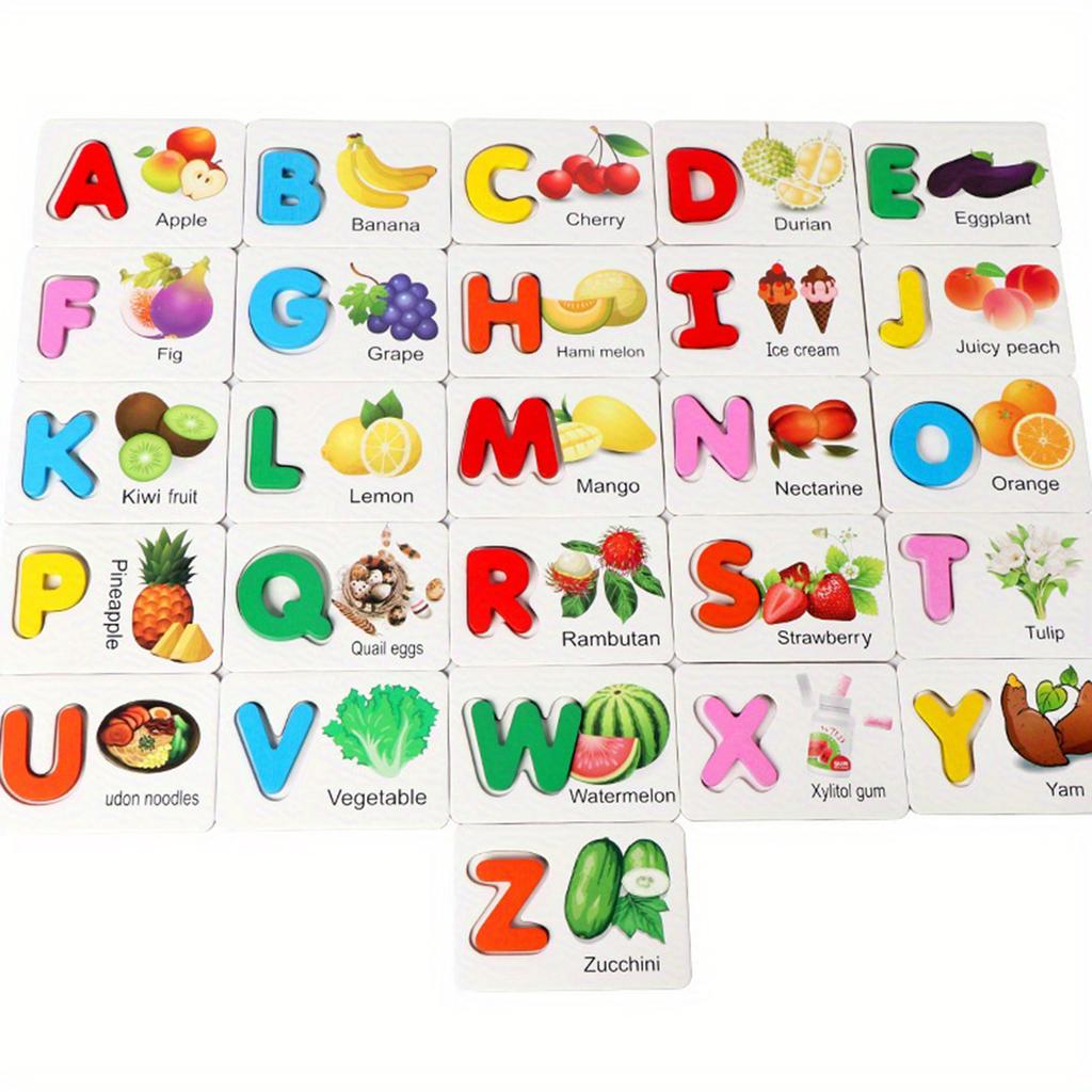 Wooden Alphabet Flashcards For Kids, Educational Learning Toys, Perfect Preschool Gift And Educational Game For Children.