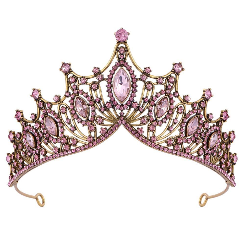 Metal Baroque Crown Shiny Rhinestone Crown Trendy Princess Tiara  Dress Accessories