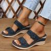 Fashion Women Slippers Plus Size Women's Shoes Retro Roman Sandals Women Pu Casual Flower Wedge Sandals Platform Slippers