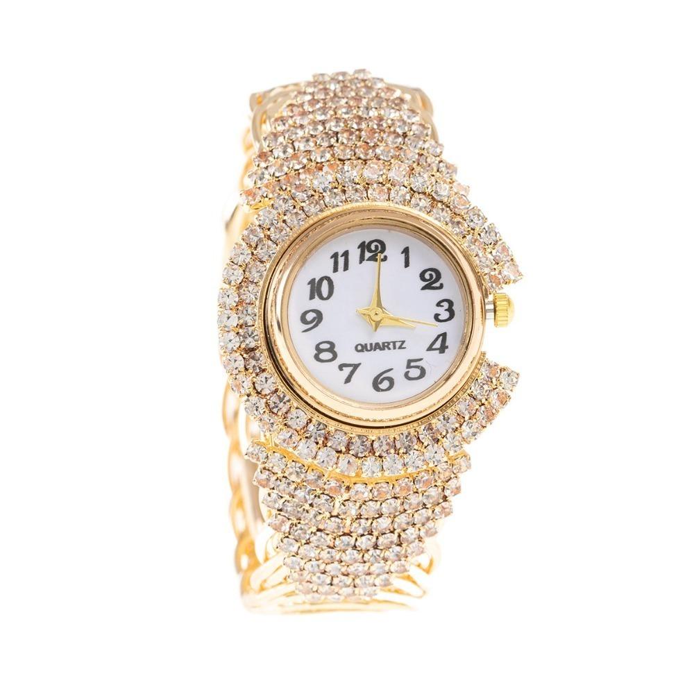 Elegant Quartz Zircon Wrist Watch Clock Open Bangle Watches Light Luxury Crystal Watches Gifts