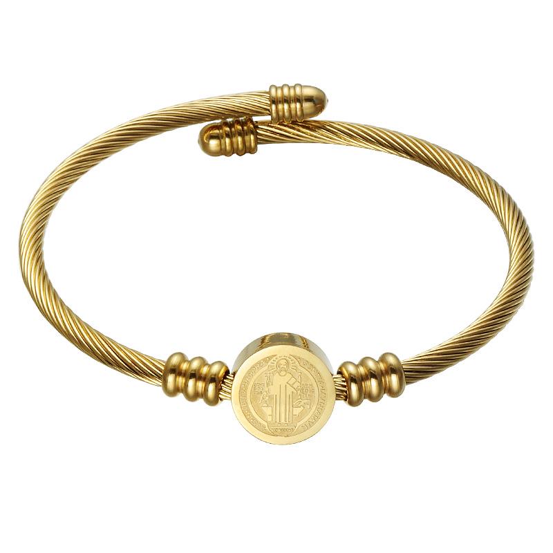 Регулируемый браслет-проволока из нержавеющей стали с 18-каратным золотым покрытием