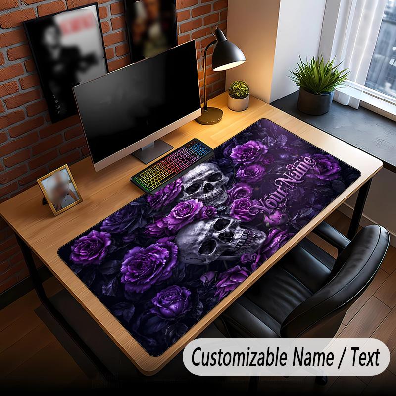 Skull Gothic Theme Custom Mouse Pad Personalized With Name Text Customized Desk Mat For Office Home Decor