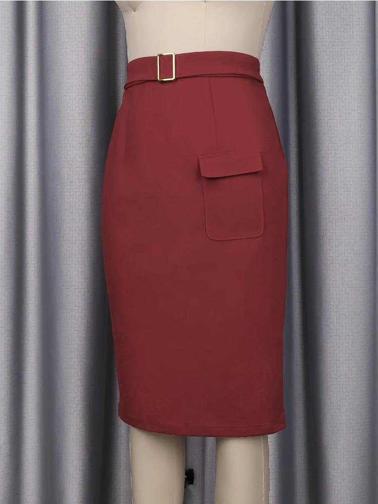 Элегантная женская юбка-карандаш с облегающим бедра силуэтом, высокой талией и карманом. Классическая офисная юбка для деловых леди.