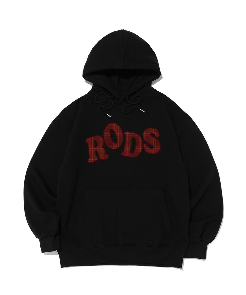 Толстовка с капюшоном в клетку с большим логотипом Rods (Черный/Бордовый)