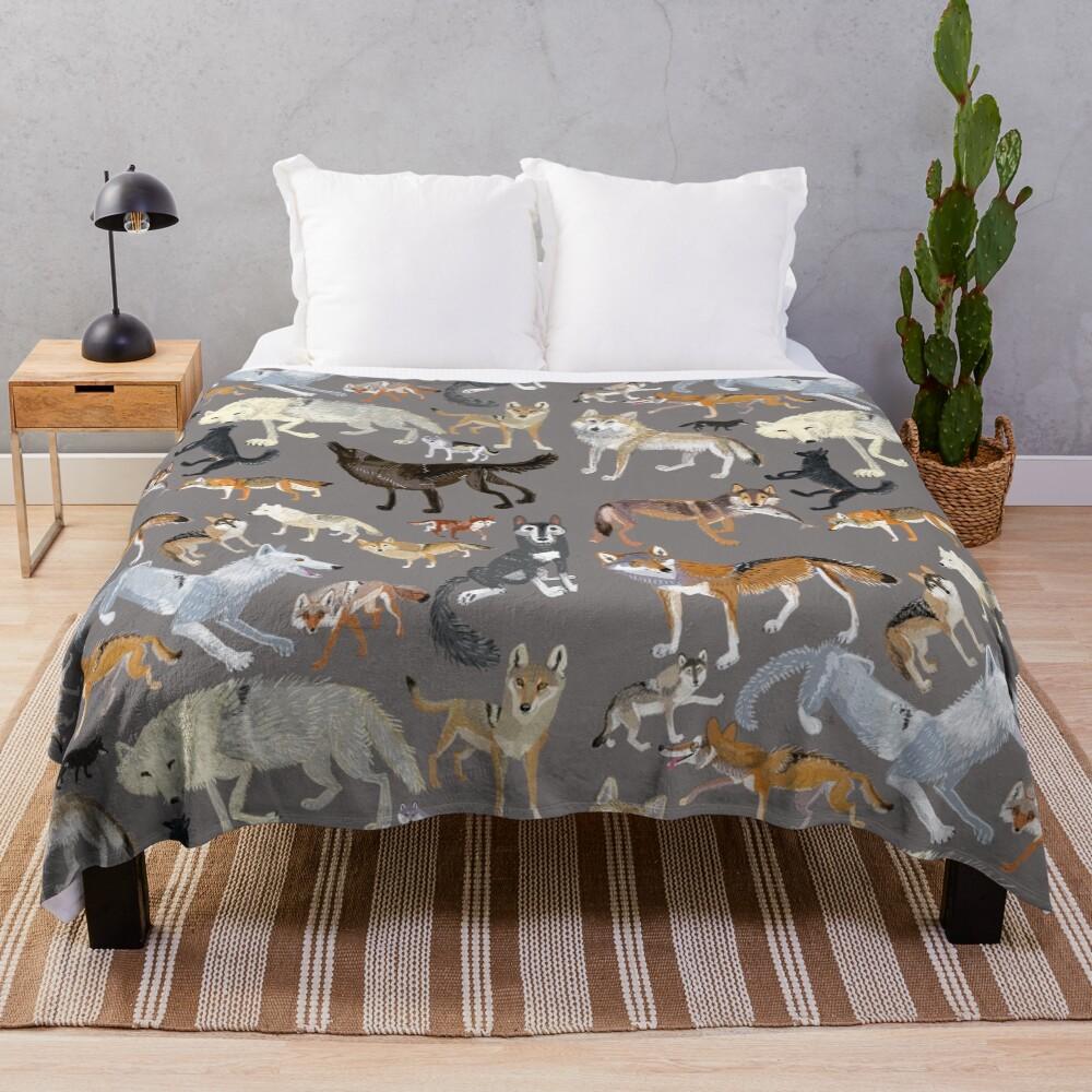 Wolves of the world Grey Throw Blanket