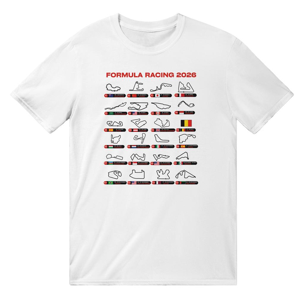 Formula Racing 2026 Schedule Tshirt Motorsport Fan Apparel Unisex And Unisex Cotton Tshirt High Quality Summer Streetwear