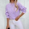 Autumn Winter Vintage Loose Long Sleeve Top Solid Color Pullover Knitwear Stand Collar Sweater