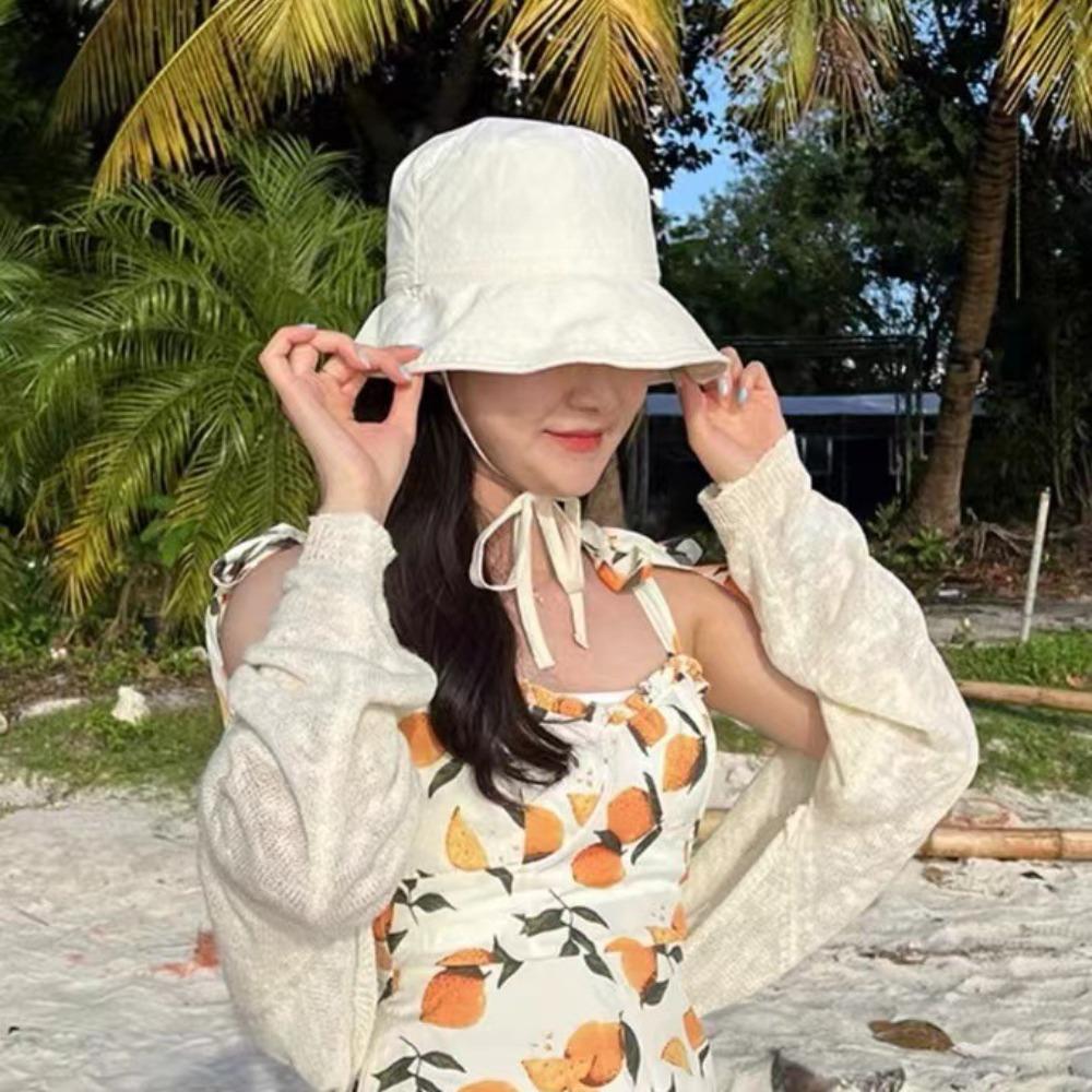 Солнцезащитная шляпа на шнуровке с тонкой завязкой-ведром Ins Fisherman Hat Summer