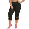 Женские леггинсы средней посадки, укороченные брюки с высокой эластичностью, однотонные брюки для йоги с высокой талией
