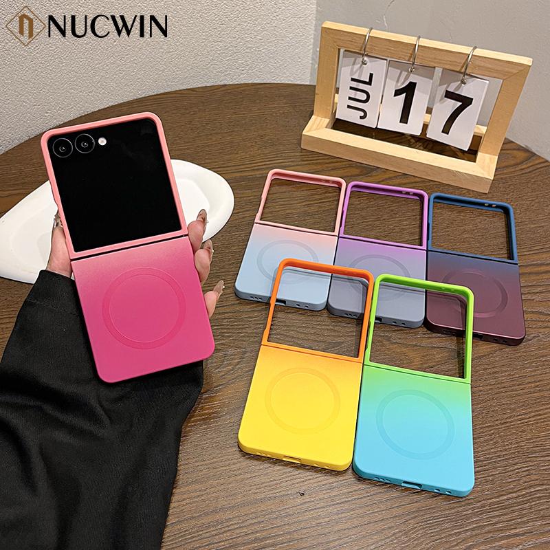 Macaron Color Collision Magnetic Charging Phone Case For Samsung Galaxy Z Flip 7 6 5 4 3 Z Flip7 flip 7 FE Shockproof Soft Cover