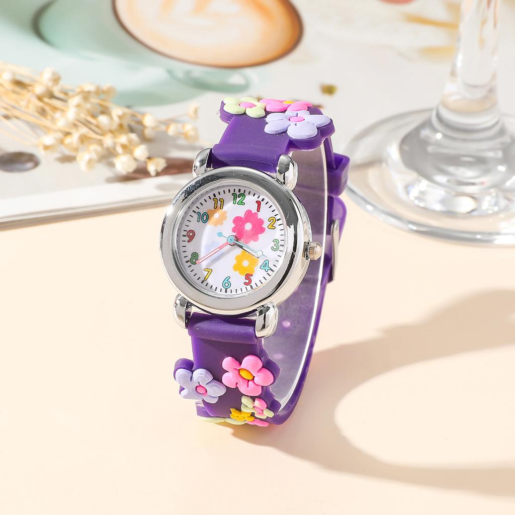 Cute and Creative Flower Shaped Children's Quartz Watch, Bracelet Necklace Set, Girls' Accessories, Christmas and New Year Gifts