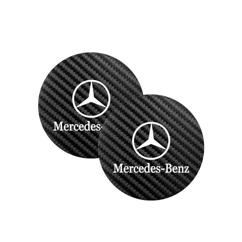 EBS4 Hot 2025 2Pcs Leather Coaster Anti-noise Water Cup Mat Cushion For Mercedes Benz AMG W203 W206 W220 W205 W211 W212 W201 W210 W10