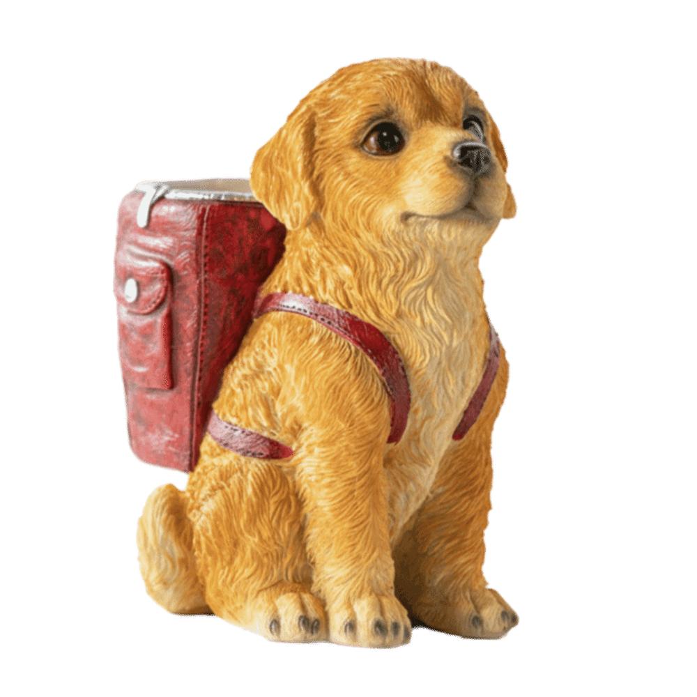 Cute Design Golden Retriever Dog Pen Holder Cartoon Style Creative Sculpture Pen Holder Large Capacity Resin Desktop Organizer