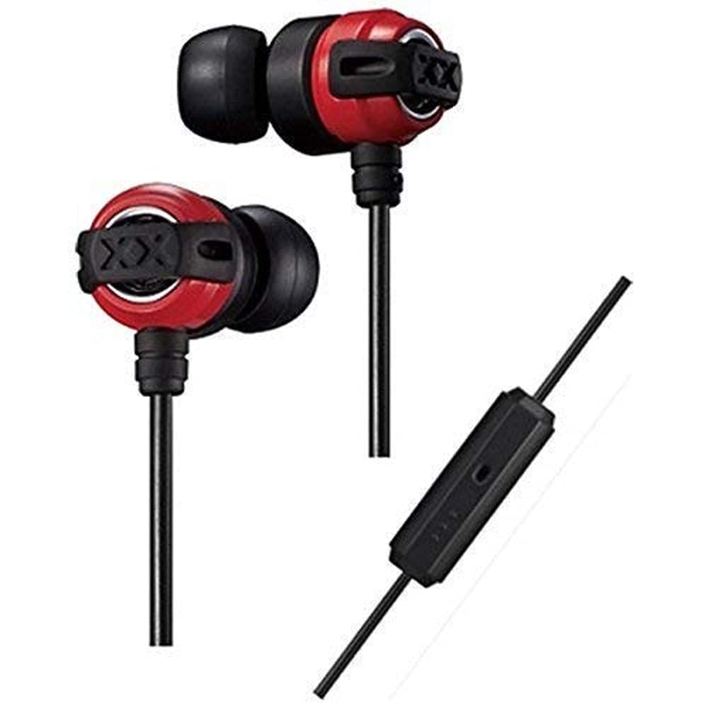 JVC XX Series Earphones with Remote Red Black HA-FX11XM-RB In-Ear Control, &