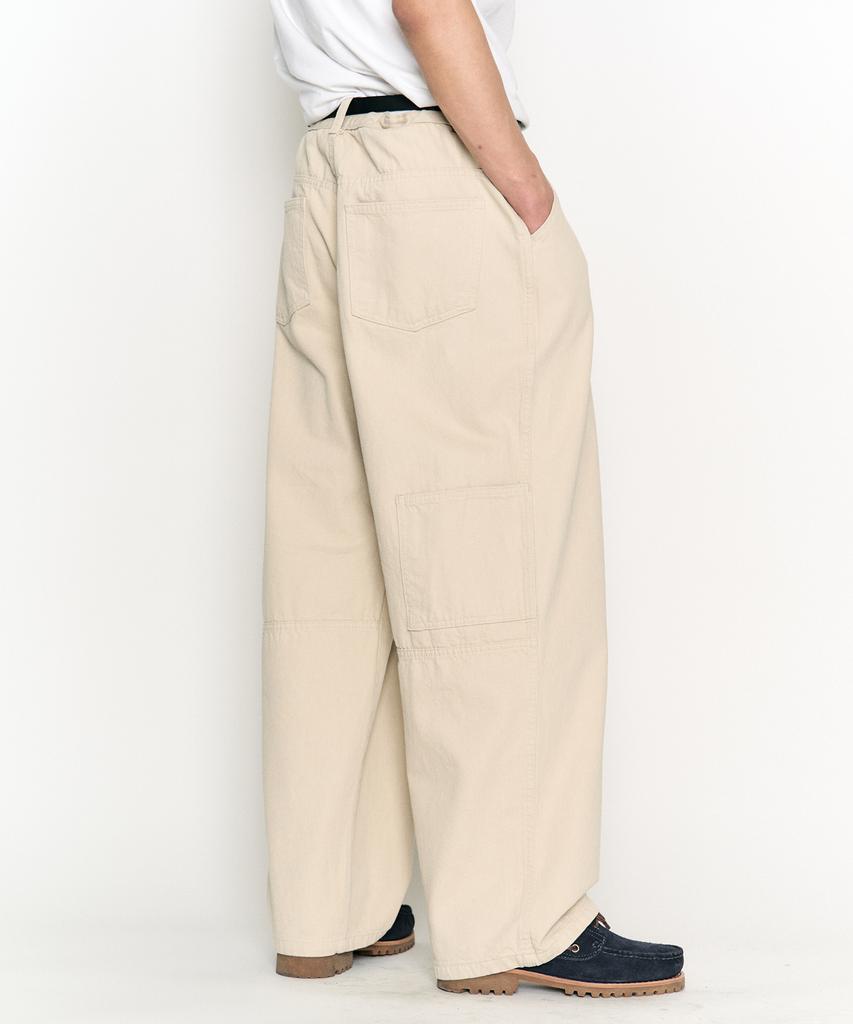 COFWI Wide One-Pleat Cotton Pocket Pants Beige