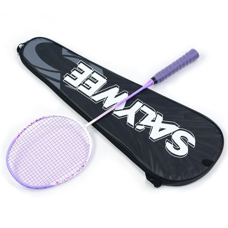 Blossom Rain Women's Composite Carbon Fiber Badminton Racket Ultra-Light 26lbs Pre-Strung, Macaron Pastel Colors , Free Bag